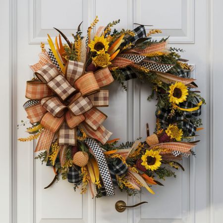 Fall/Autumn Season Ribbon Wreath